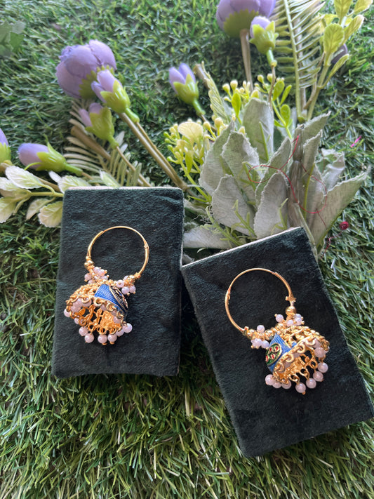 Meenakari Jhumka Blue Earing Set /CKC Jewels
