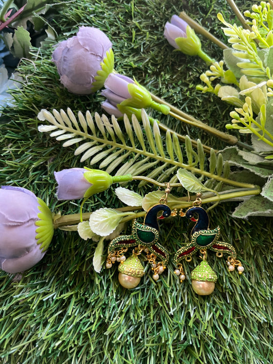 Meenakari Jhumka Blue Earing Set /CKC Jewels