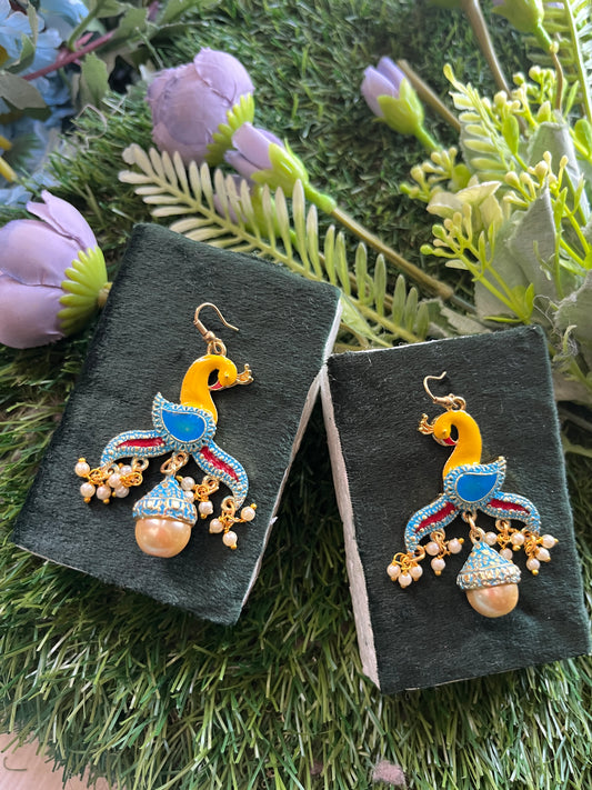 Meenakari Jhumka Yellow Earing Set /CKC Jewels
