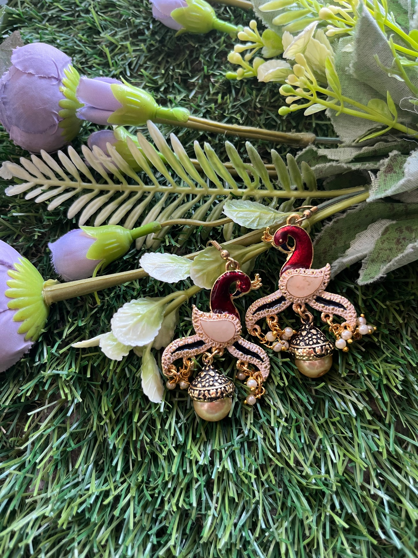 Meenakari Jhumka Maroon Earing Set /CKC Jewels