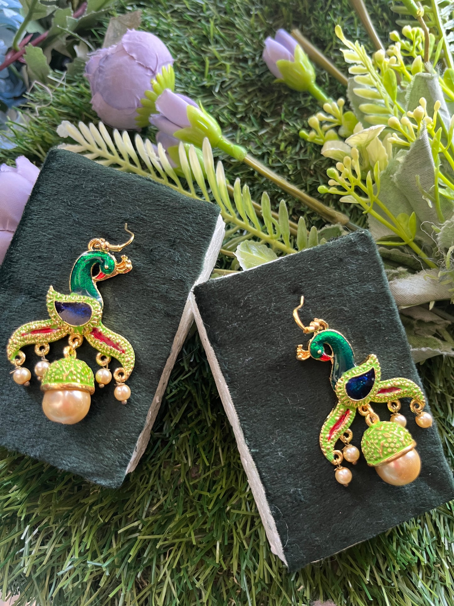 Meenakari Jhumka Peacock Earing Set /CKC Jewels