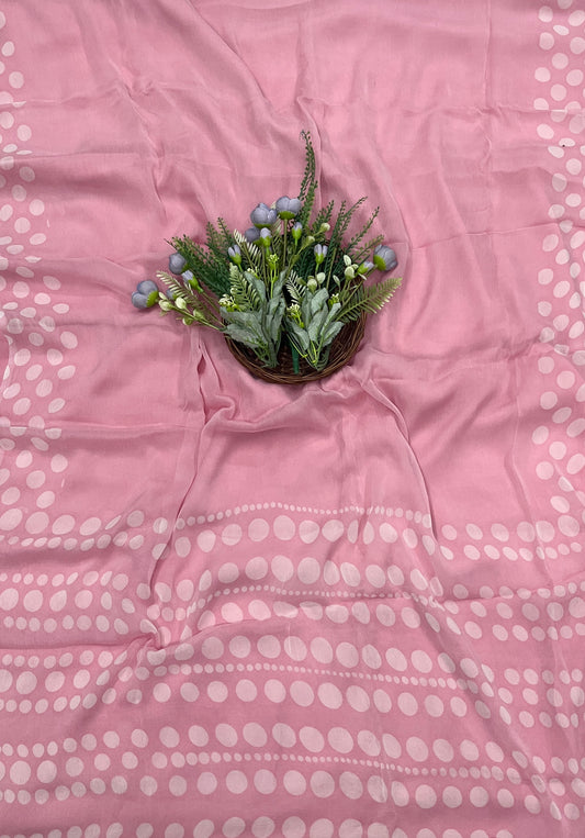 472A Crepe Polka Dusty Pink Suit Fabric/ CKC Polka Story