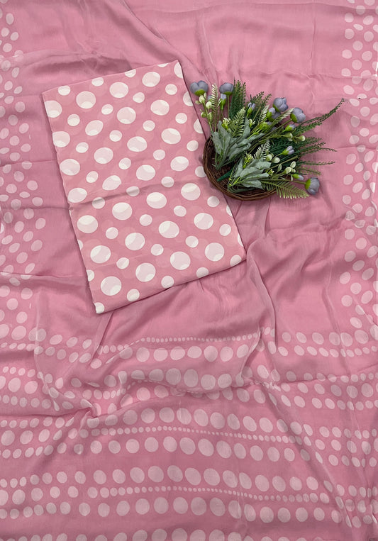 472A Crepe Polka Dusty Pink Suit Fabric/ CKC Polka Story
