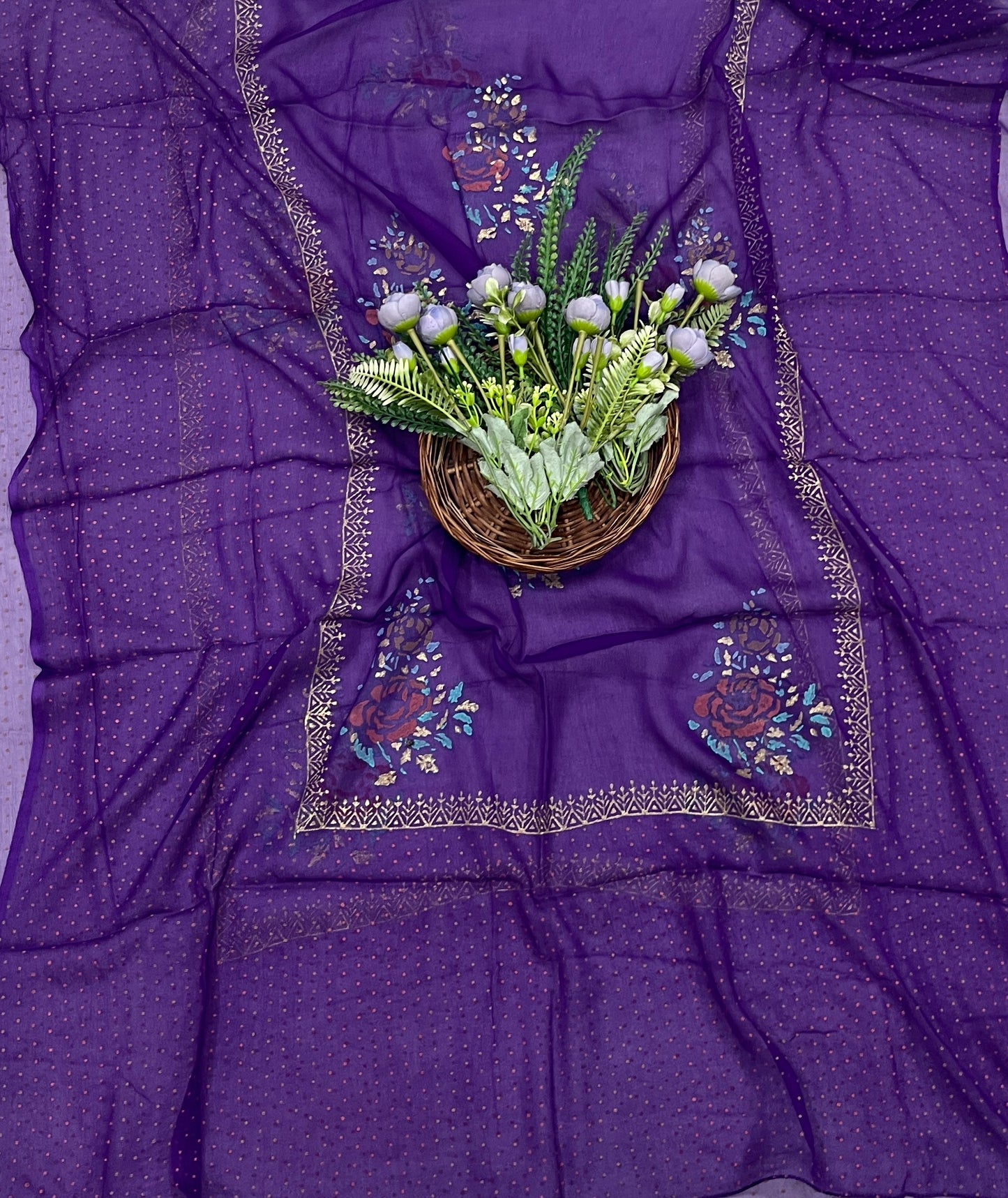 505A Cotton Dark Purple  Suit Fabric / CKC Block Printing Suits
