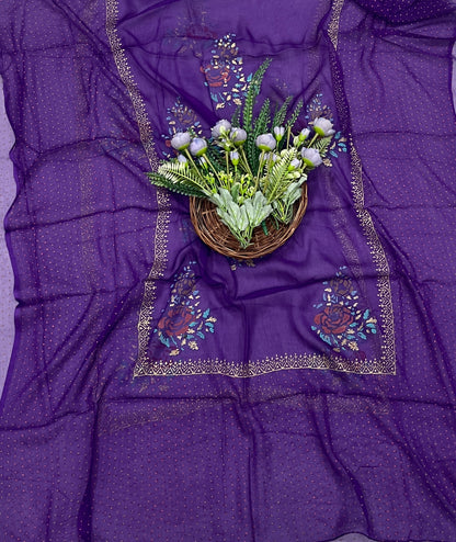 505A Cotton Dark Purple  Suit Fabric / CKC Block Printing Suits
