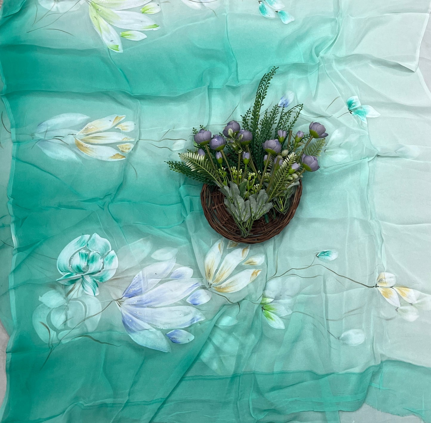 508A Chiffon Sea Green Suit Fabric/ CKC Hand Painted Suits