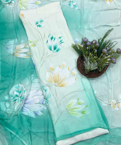 508A Chiffon Sea Green Suit Fabric/ CKC Hand Painted Suits