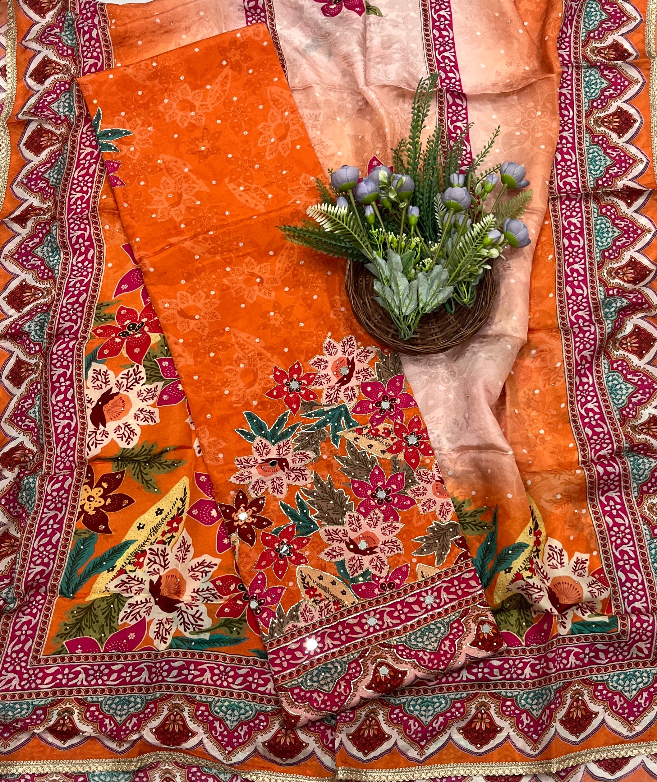 Women’s Hand Block Print Cotton Kurti Set with Dupatta | Floral Printed Kurta Pant Set | Ethnic Wear for Daily & Festive
