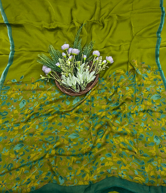 539A Crepe Dark Green Suit Fabric / CKC Phoolon Ka Ghar