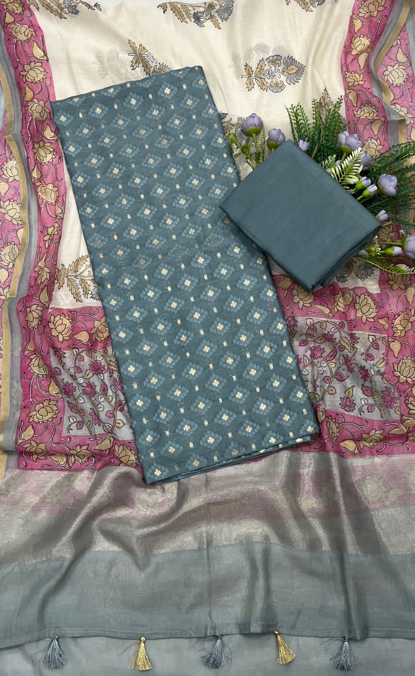 534A Pure Mul Cotton Dusty Grey suit Fabric/ CKC Mul Cotton