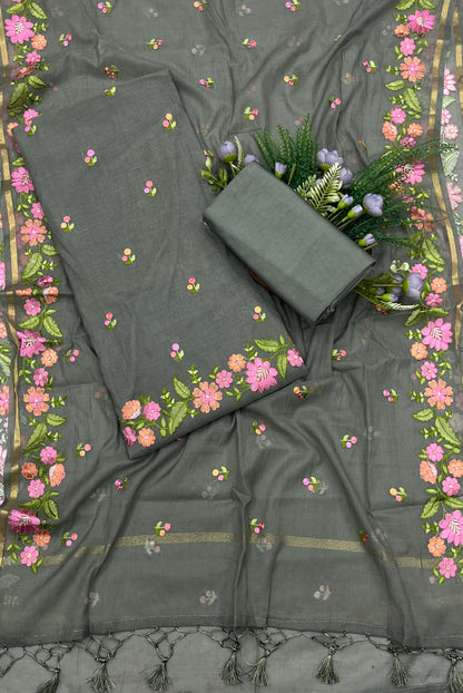 526A Mul Cotton Grey  Suit Fabric/ CKC Mul Cotton