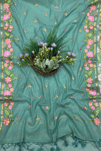 524A Mul Cotton Sea Green Suit Fabric/ CKC Mul Cotton