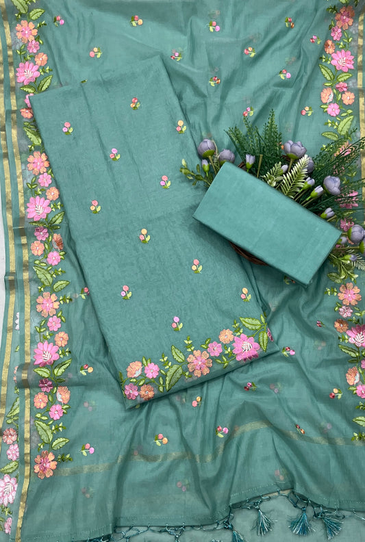 524A Mul Cotton Sea Green Suit Fabric/ CKC Mul Cotton