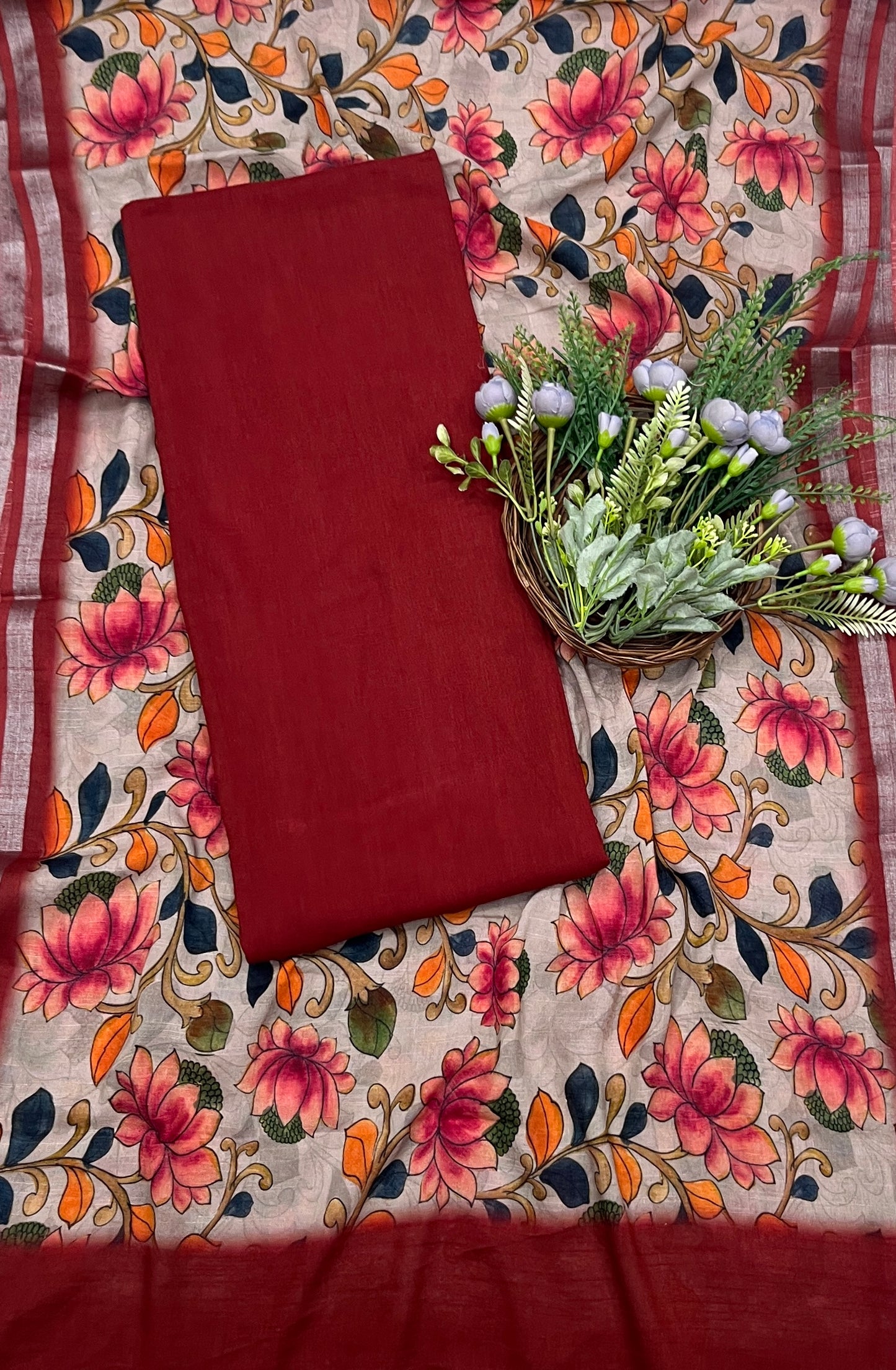 544A Linen Red Suit Fabric/ CKC Linen Suits