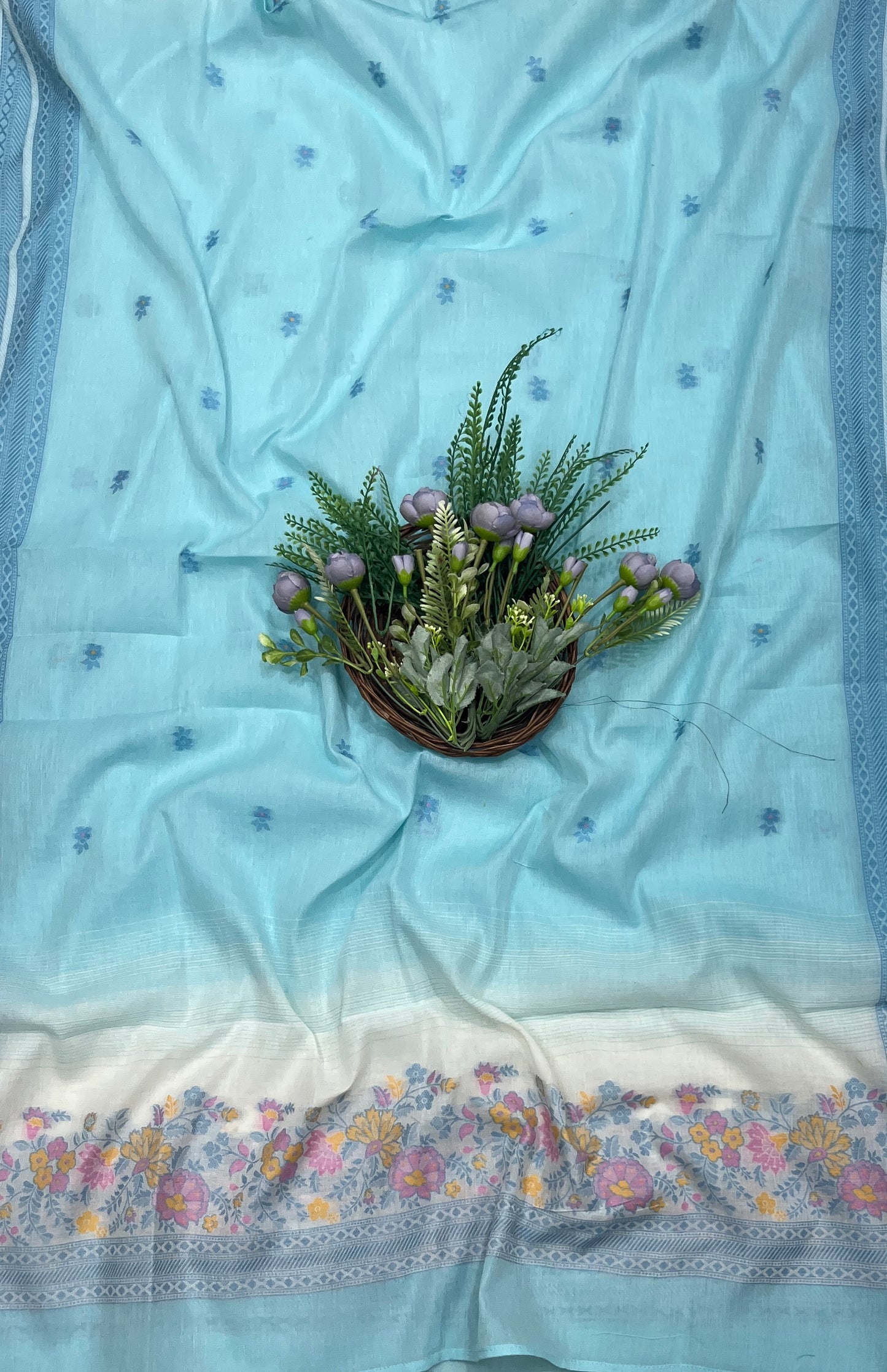 531A Handloom Cotton Sea Blue Suit Fabric / CKC Cotton Bazaar