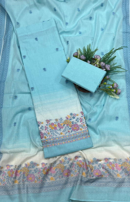 531A Handloom Cotton Sea Blue Suit Fabric / CKC Cotton Bazaar