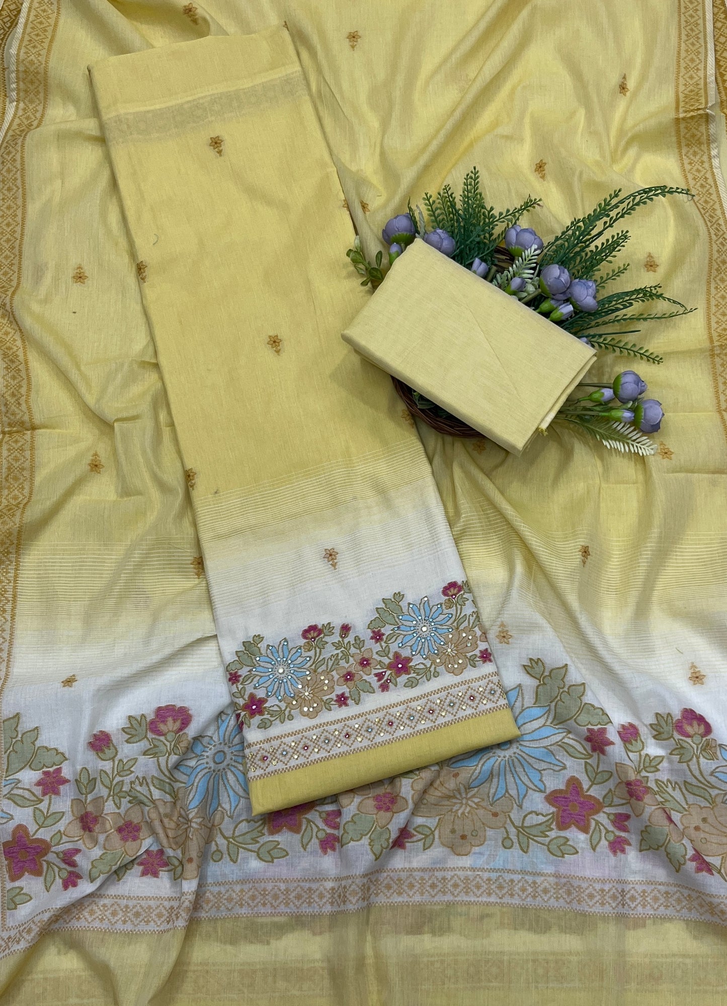 532A Handloom Cotton Lemon Suit Fabric / CKC Cotton Bazaar