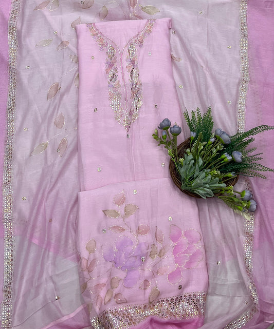 Pure Mul Cotton Pink suit Fabric/ CKC Mul Cotton