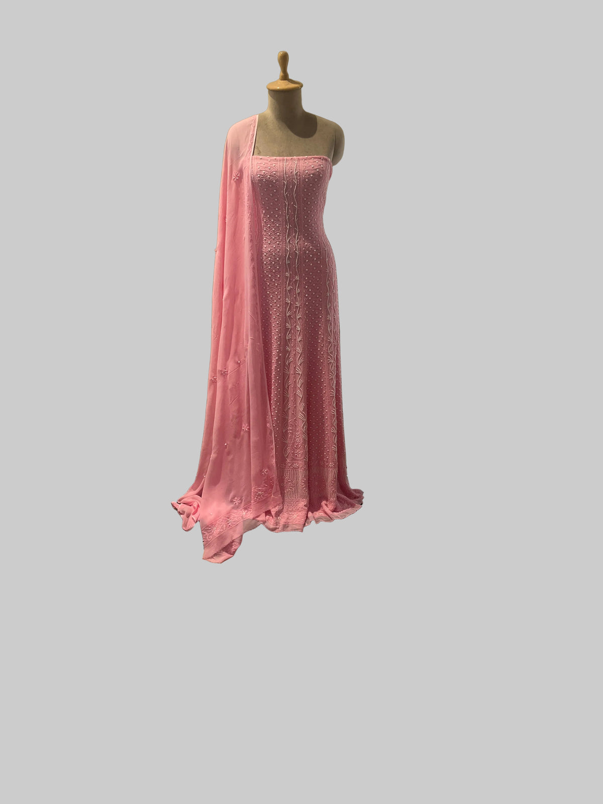790C Lakhnavi Georgette Light Pink Suit Fabric/ CKC Lakhnavi Suits