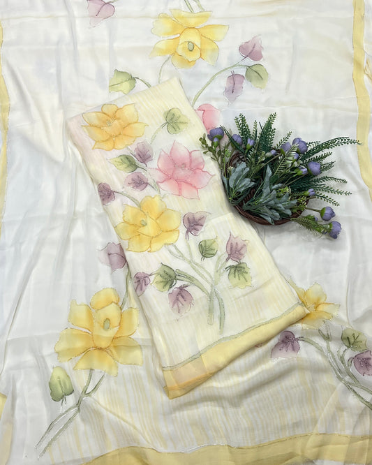 555A Chiffon Light Lemon Suit Fabric / CKC Chiffon Suits