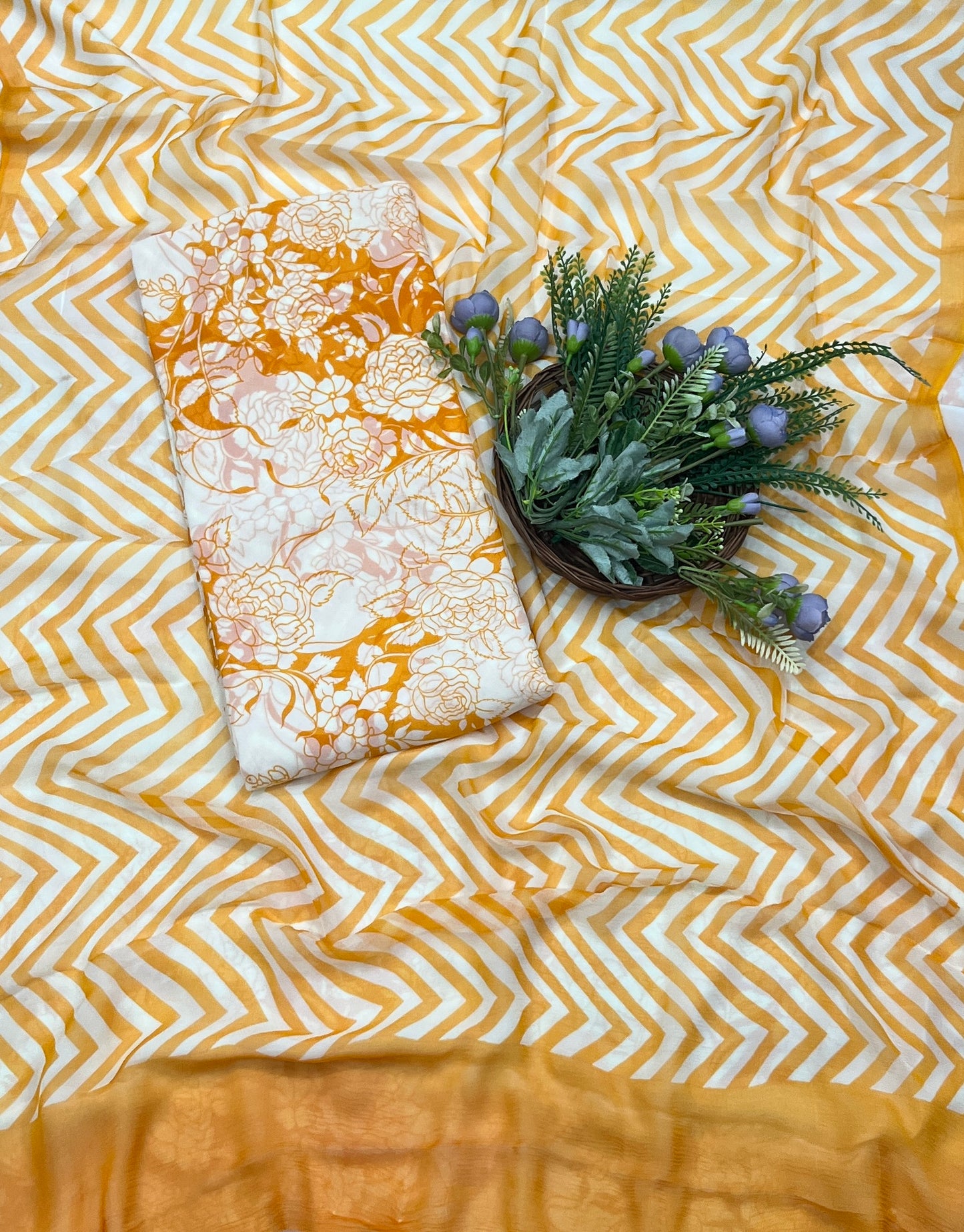 593A Georgette Yellow Suit Fabric / CKC Georgette Suits