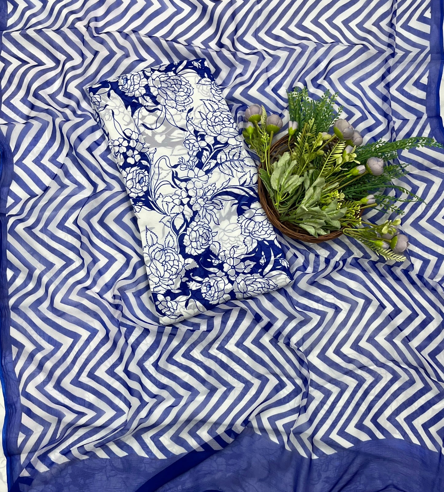 592A Georgette Blue Suit Fabric / CKC Georgette Suits