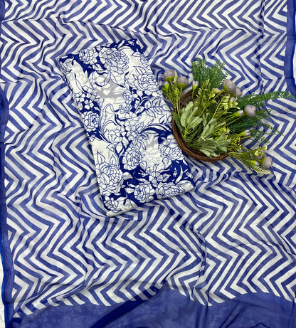 592A Georgette Blue Suit Fabric / CKC Georgette Suits