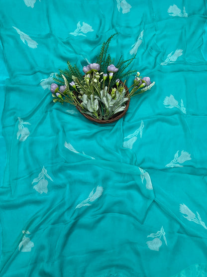 567A Chinon Sea Blue Suit Fabric / CKC Phoolon Ka Ghar