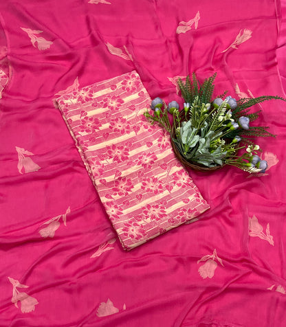 569A Chinon Pink Suit Fabric / CKC Phoolon Ka Ghar
