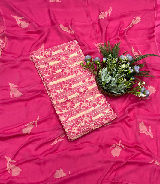 569A Chinon Pink Suit Fabric / CKC Phoolon Ka Ghar