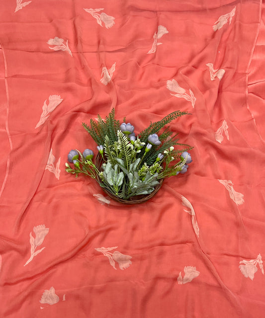 568A Chinon Carrot Red Suit Fabric / CKC Phoolon Ka Ghar