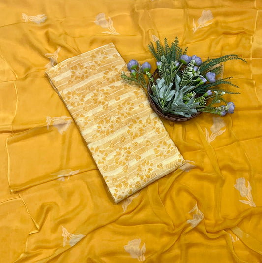 570A Chinon Yellow Suit Fabric / CKC Phoolon Ka Ghar