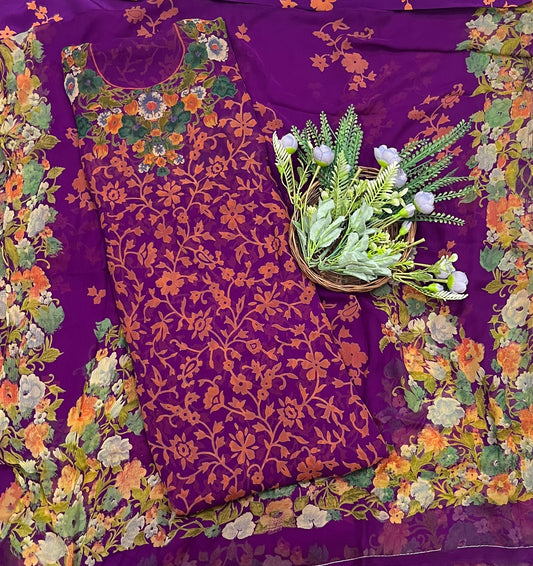 601A Chiffon Purple Suit Fabric / CKC Chiffon Suits