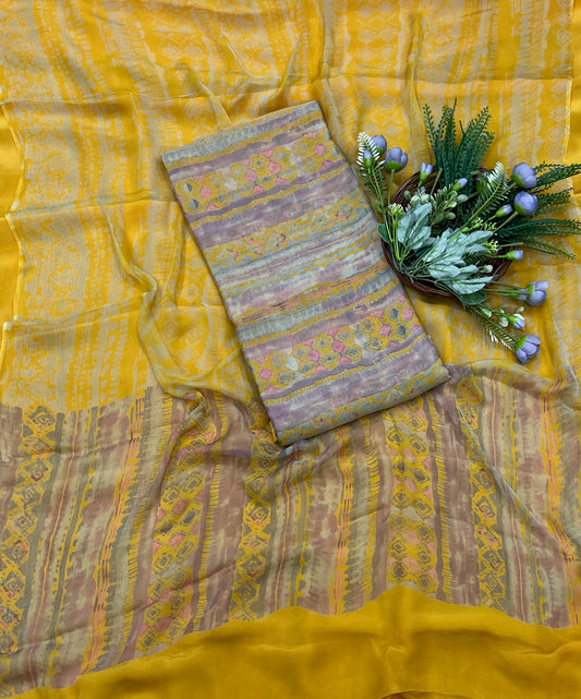 578A Chinon Yellow Suit Fabric / CKC Phoolon Ka Ghar