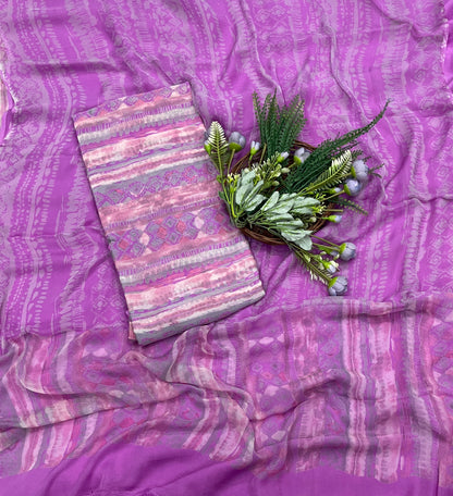 577A Chinon Lilac Suit Fabric / CKC Phoolon Ka Ghar