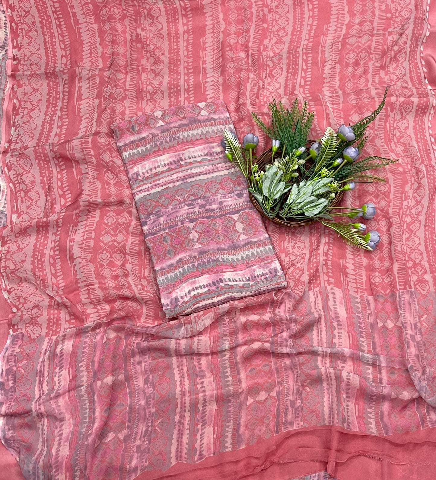 576A Chinon Peach Suit Fabric / CKC Phoolon Ka Ghar