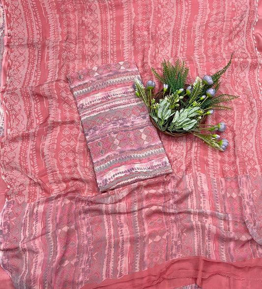576A Chinon Peach Suit Fabric / CKC Phoolon Ka Ghar