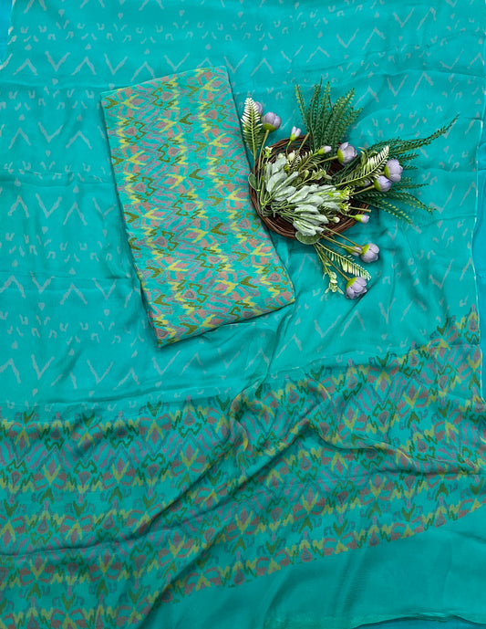 580A Chinon Sea Blue Suit Fabric / CKC Phoolon Ka Ghar