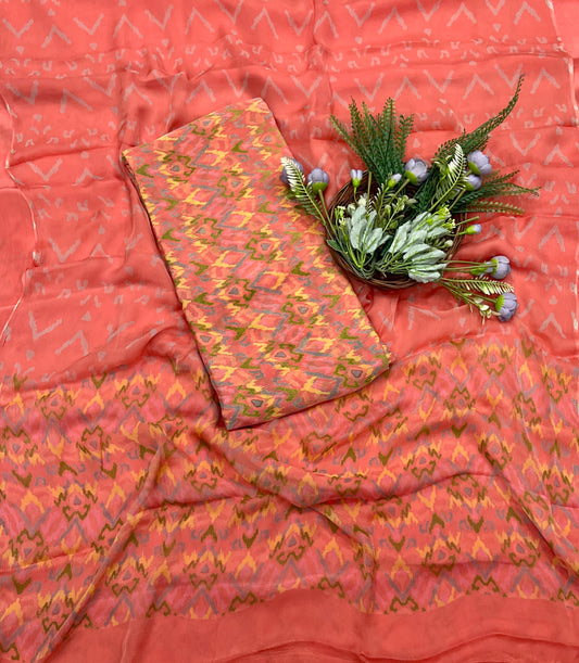 579A Chinon Peach Suit Fabric / CKC Phoolon Ka Ghar