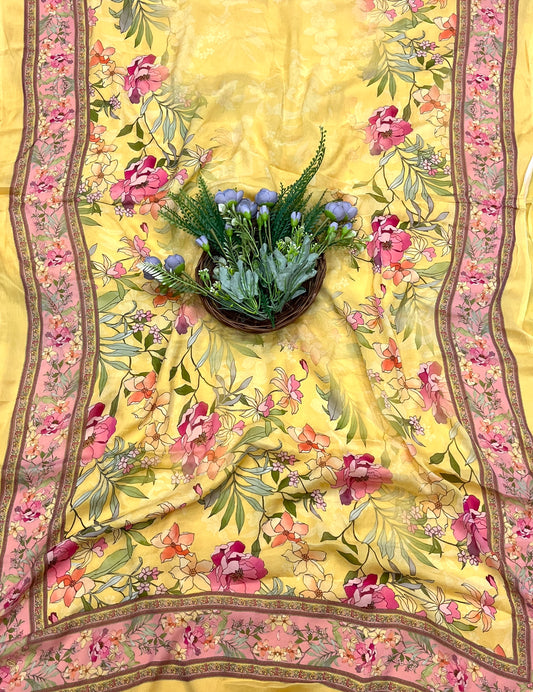 546A Crepe Light Yellow Suit Fabric / Crepe Suits