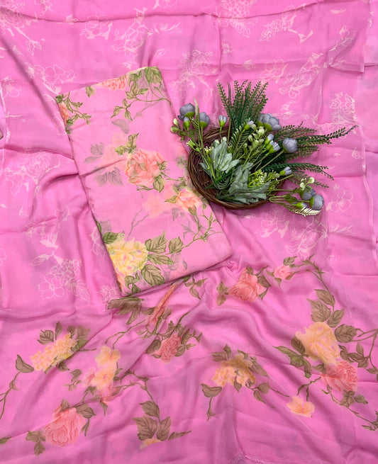 560A Chinon Pink Suit Fabric / CKC Phoolon Ka Ghar