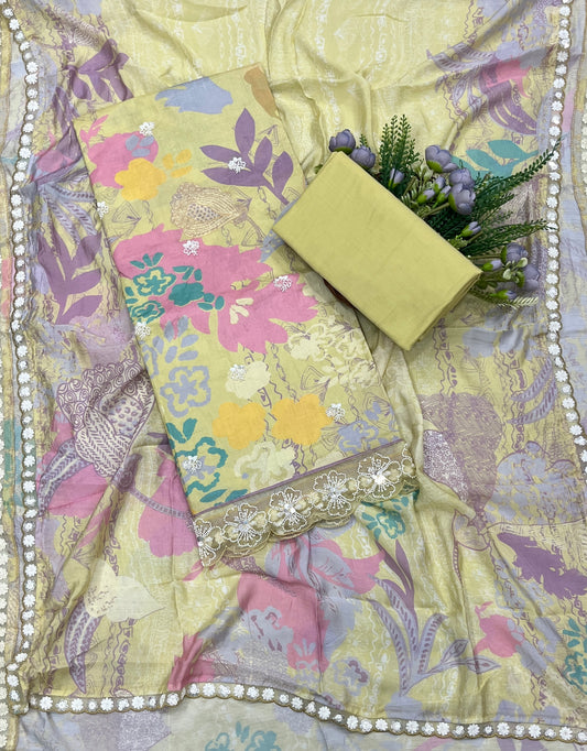 646A Cotton Lemon Suit Fabric / CKC Cotton Bazaar