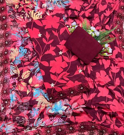 633A Muslin Maroon Suit Fabric / CKC Muslin Suits
