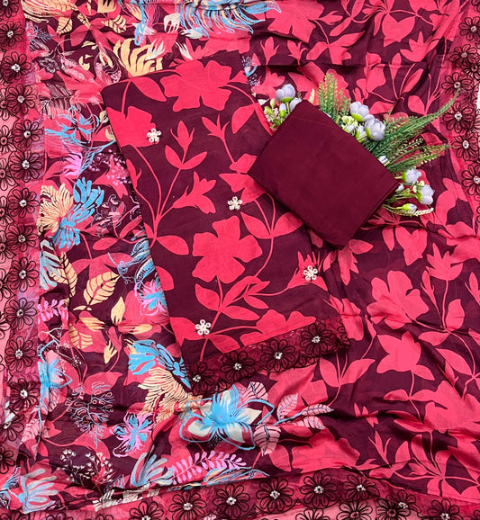 633A Muslin Maroon Suit Fabric / CKC Muslin Suits