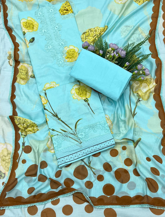 623A Cotton Sky Blue Suit Fabric / CKC Cotton Bazaar