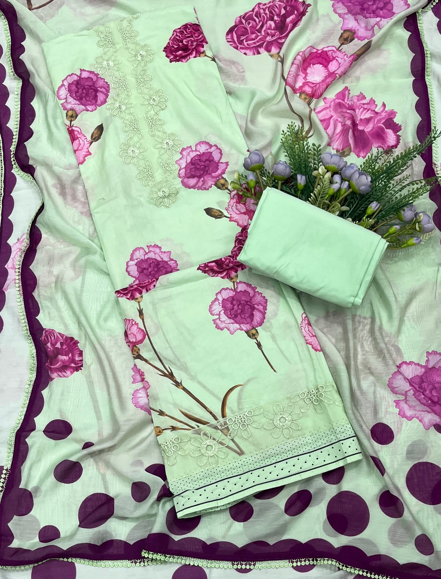 626A Cotton Light Pista Green Suit Fabric / CKC Cotton Bazaar