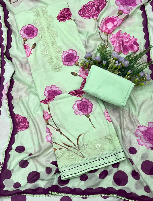 626A Cotton Light Pista Green Suit Fabric / CKC Cotton Bazaar