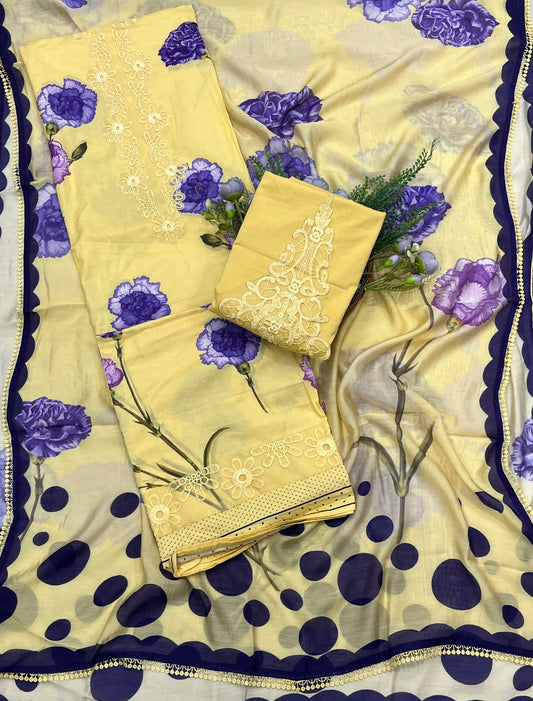 625A Cotton Light Yellow Suit Fabric / CKC Cotton Bazaar