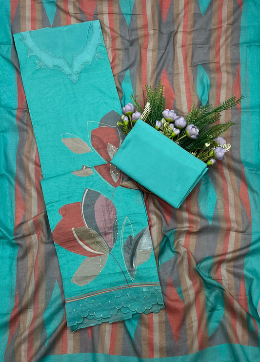 640A Cotton Sea Blue Suit Fabric / CKC Cotton Bazaar