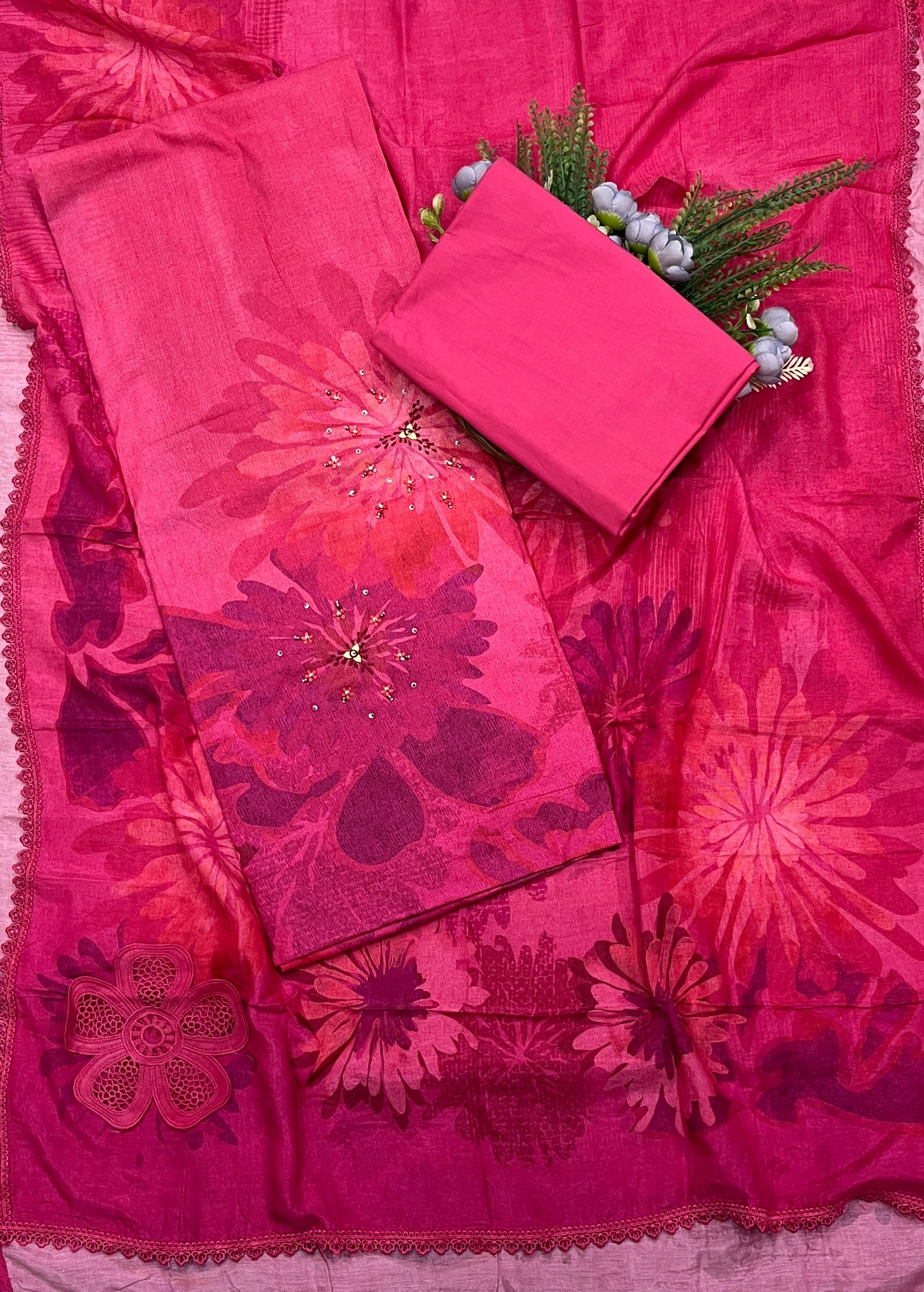 613A Cotton Hot Pink Suit Fabric / CKC Cotton Bazaar